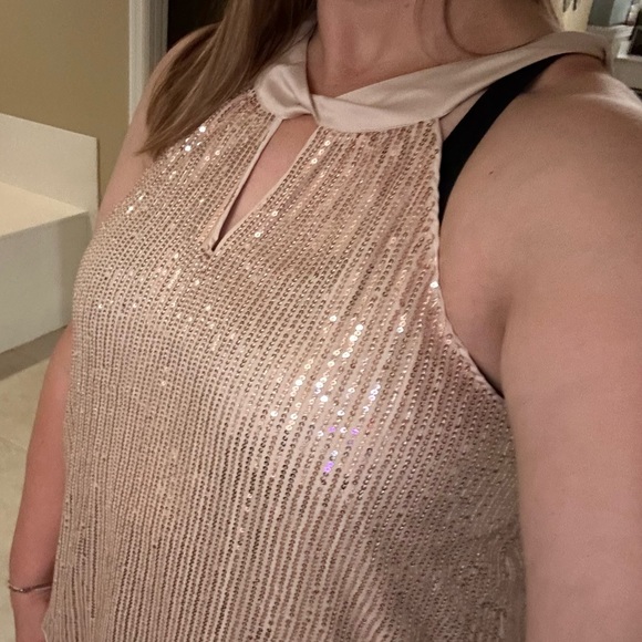 Woman’s Sequin Sleeveless Halter Tank Top, XXL, NWT - Picture 6 of 7